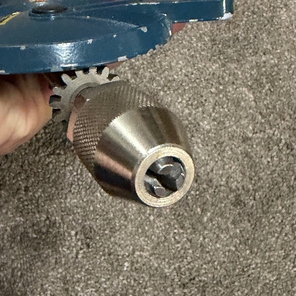 Stanley Handyman No 1214 Hand Drill Blue Metal Gears Vintage Tool - Picture 6 of 6